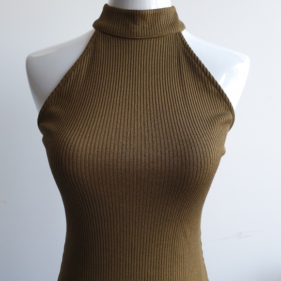 Topshop khaki green halter dress, US size 4 - Picture 1 of 5